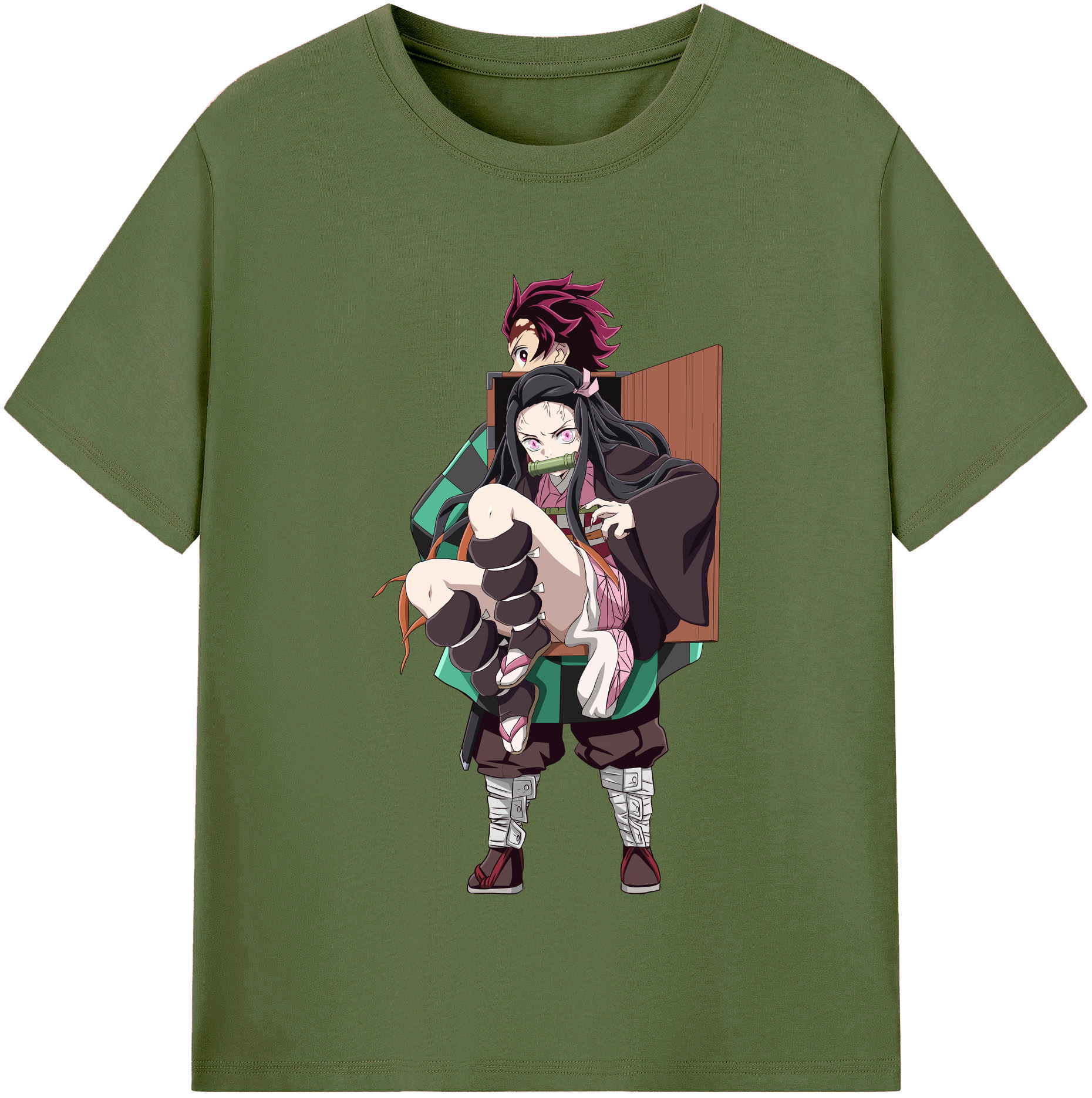 （画像用） 鬼滅の刃（きめつのやいば）竈門 禰󠄀豆子／かまど ねずこ Kamado Nezuko 綿100％半袖Tシャツ（フロントプリント）